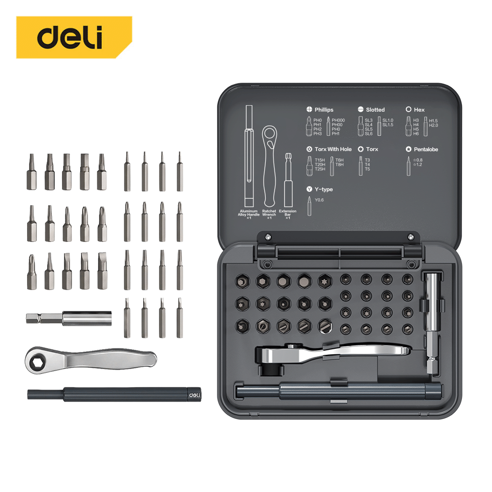 ไขควงแม่เหล็ก DELI EDL240034-GR-01 34IN1 สีเทา_0